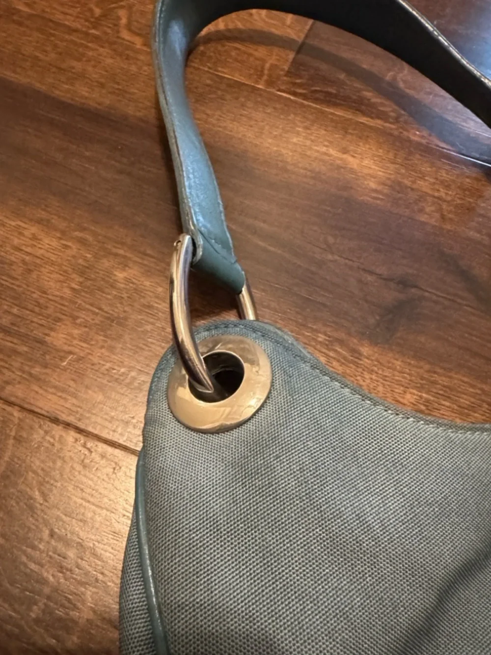 Gucci Light Blue Nylon Canvas Shoulder Bag with Silver Hardware 244342 204046